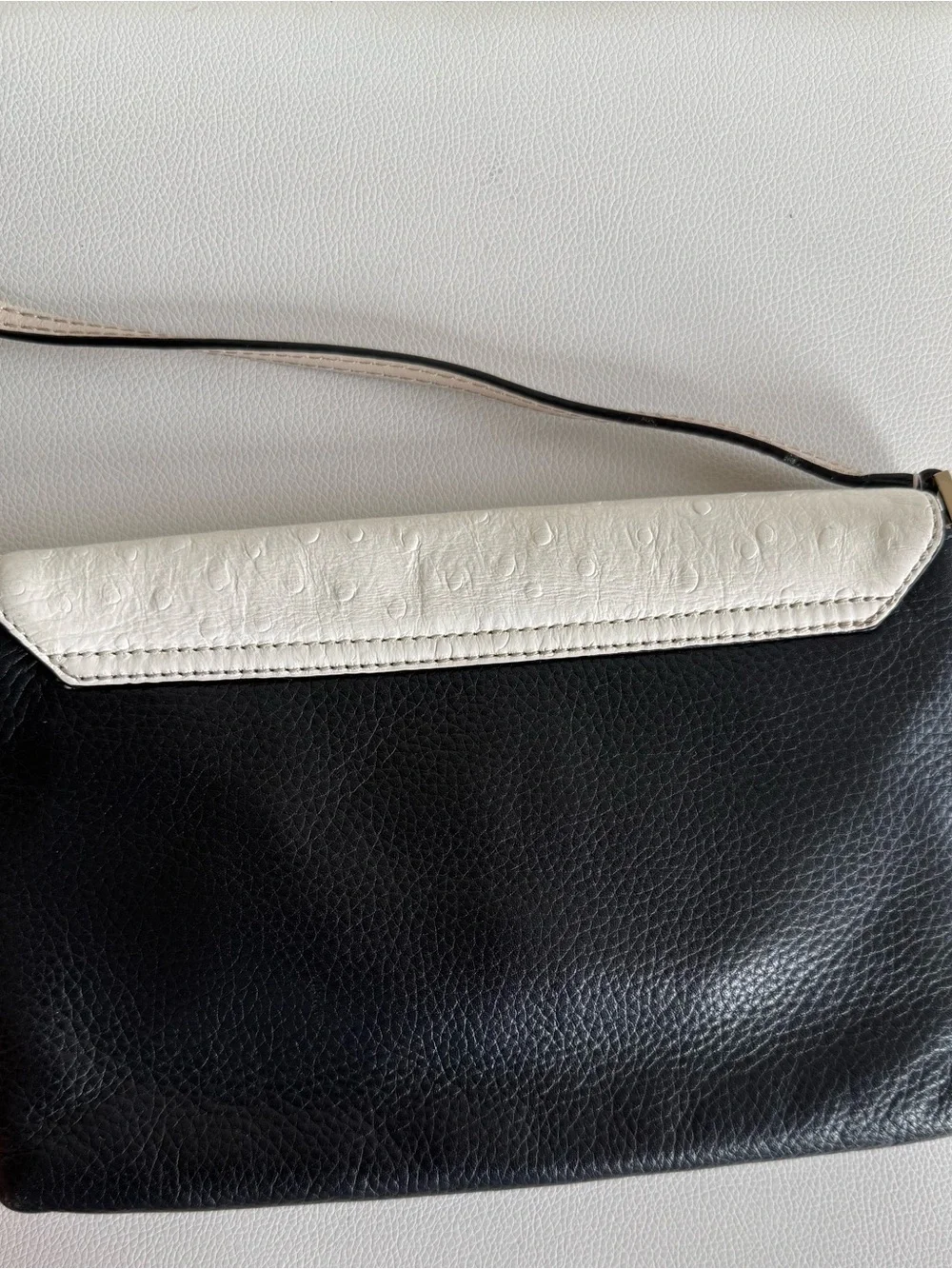 kate spade ostrich embossedBlack, White and Beige Crossbody Bag